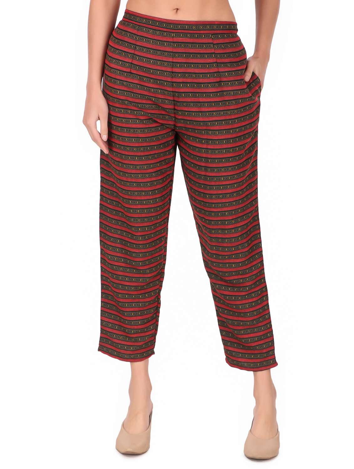 burgundy rayon kurta palazzo  set - 18203680 -  Standard Image - 3