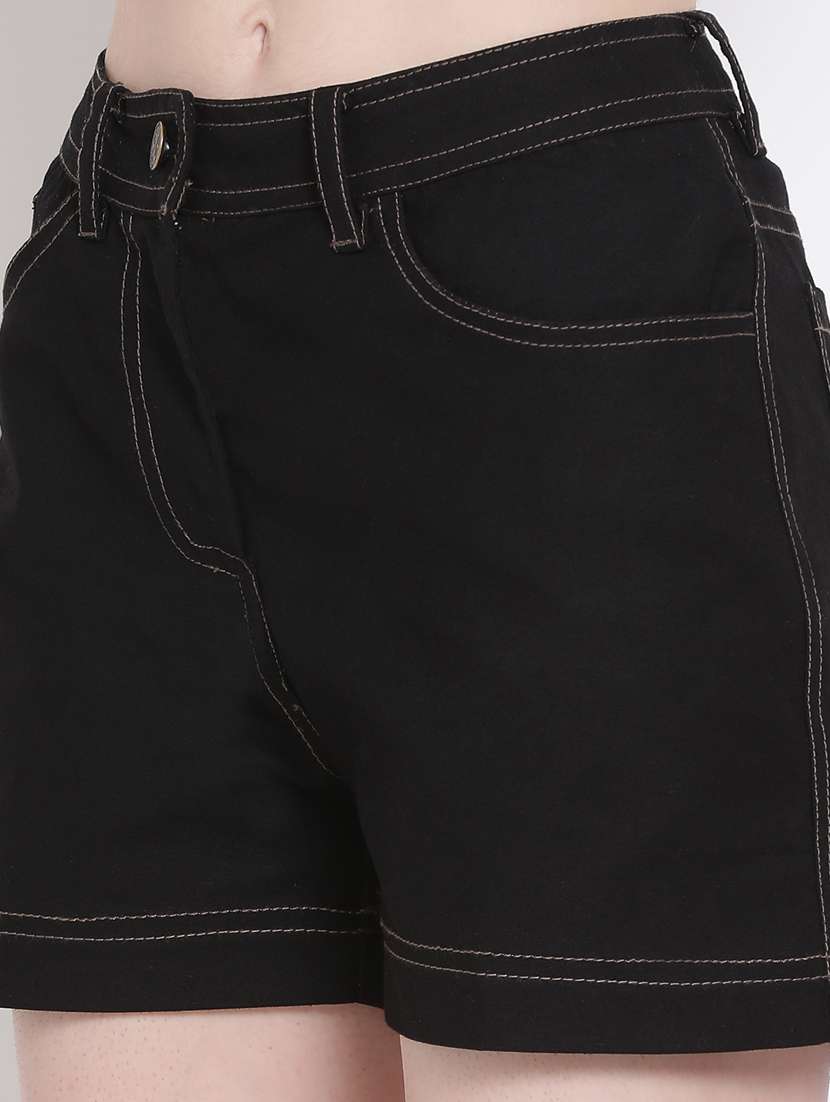 mid rise solid denim short - 18204084 -  Standard Image - 5