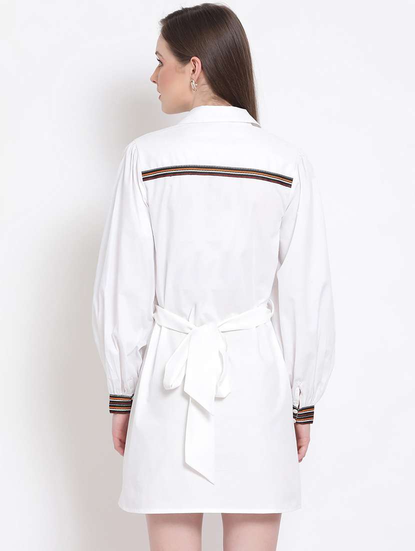 tie back solid shirt dress - 18204224 -  Standard Image - 3