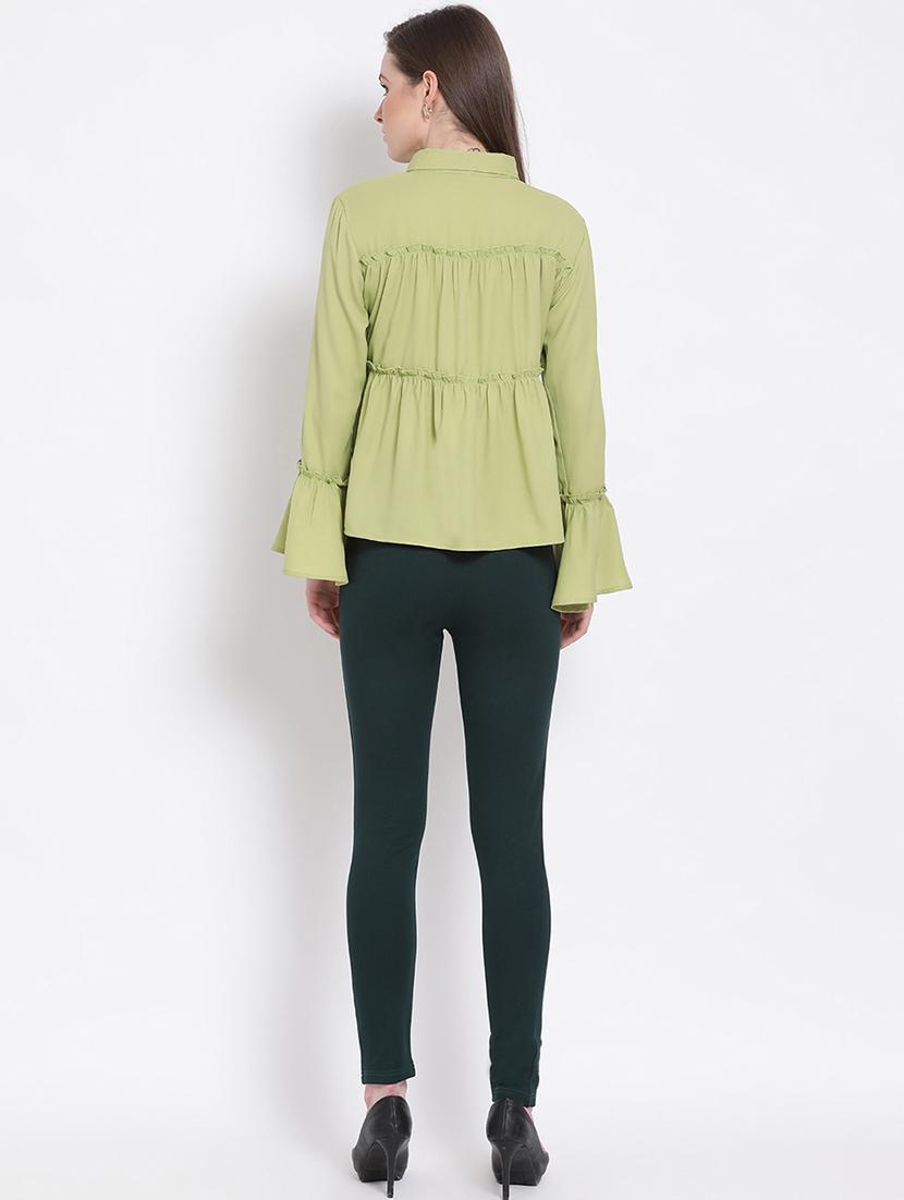 tie up neck top with solid trouser - 18204332 - Standard Image - 3