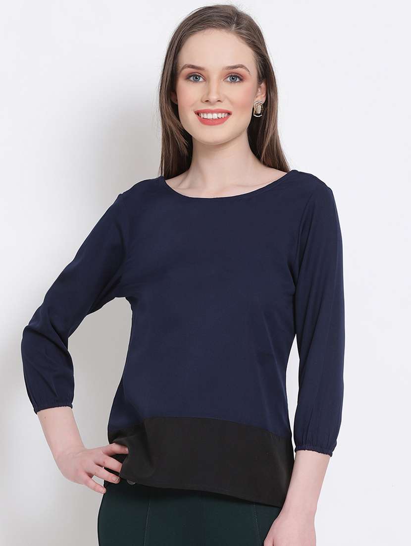 women's straight round neck top