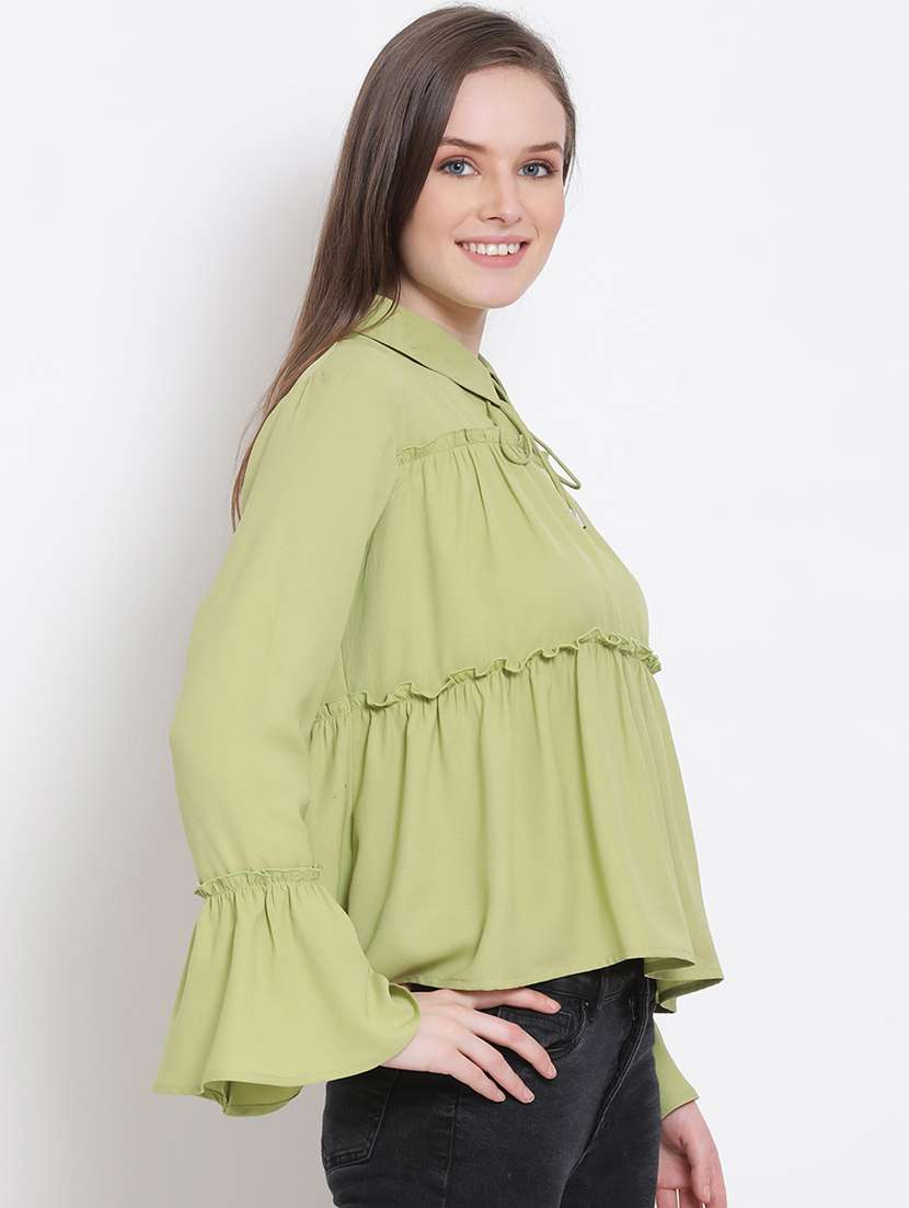 Women's Straight Tie Up Neck Top