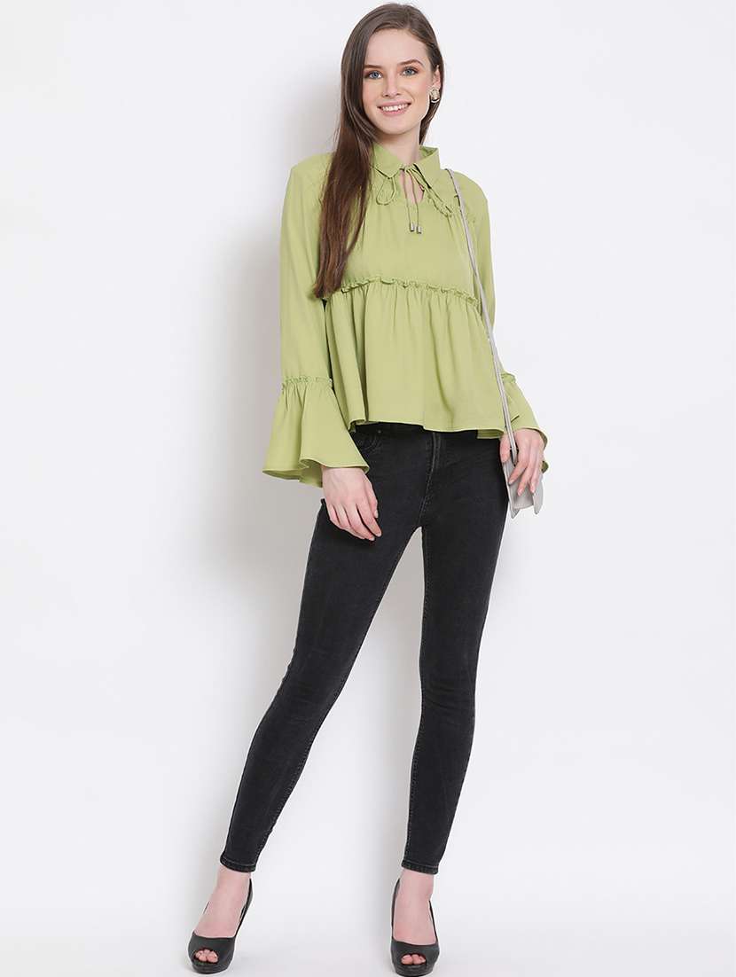 Women's Straight Tie Up Neck Top