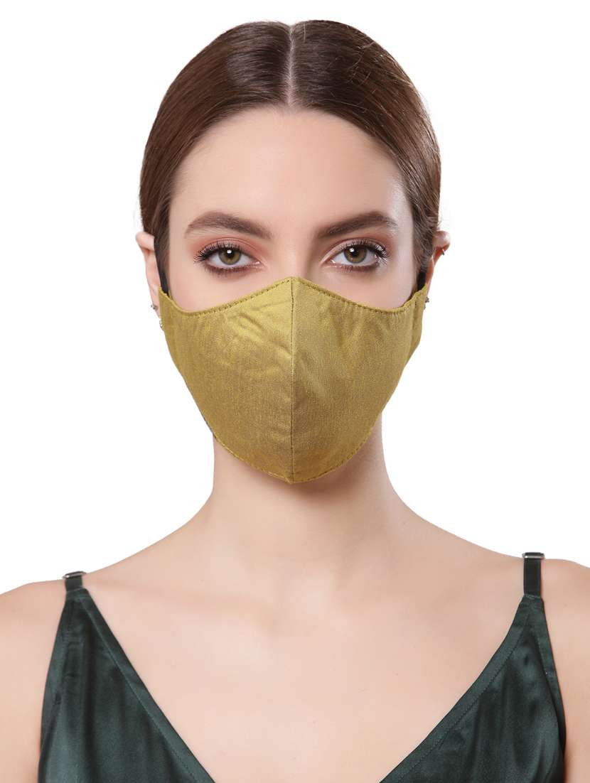 metallic silk plain women mask