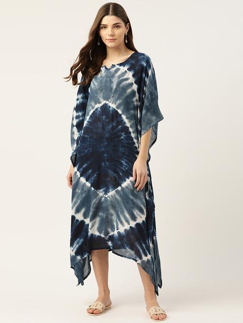 notch neck tie & dye kaftan - 18205392 -  Standard Image - 0