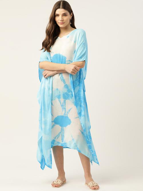 notch neck tie & dye maxi kaftan - 18205393 - Standard Image - 0