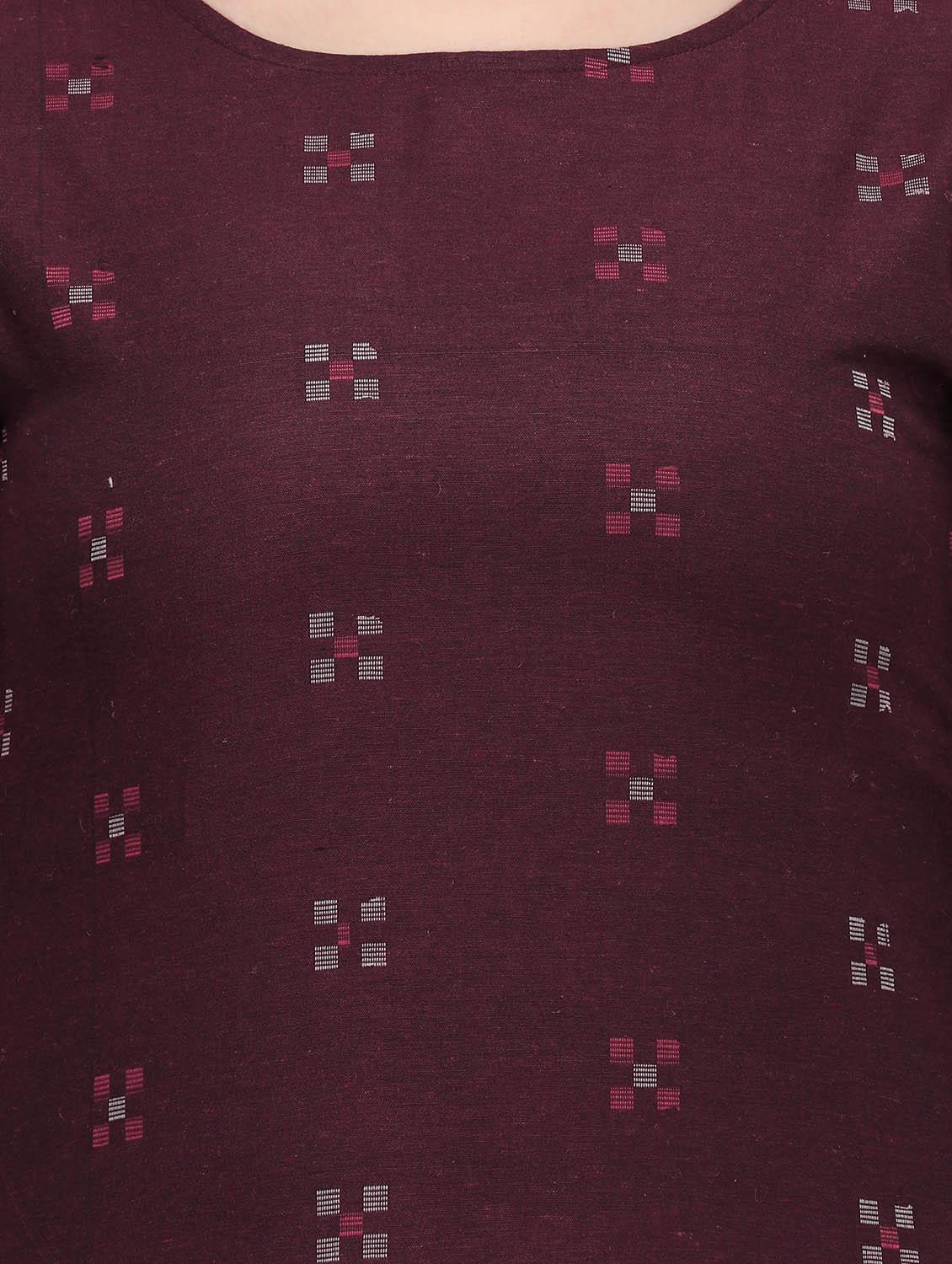 maroon cotton blend straight kurta - 18205616 - Standard Image - 3