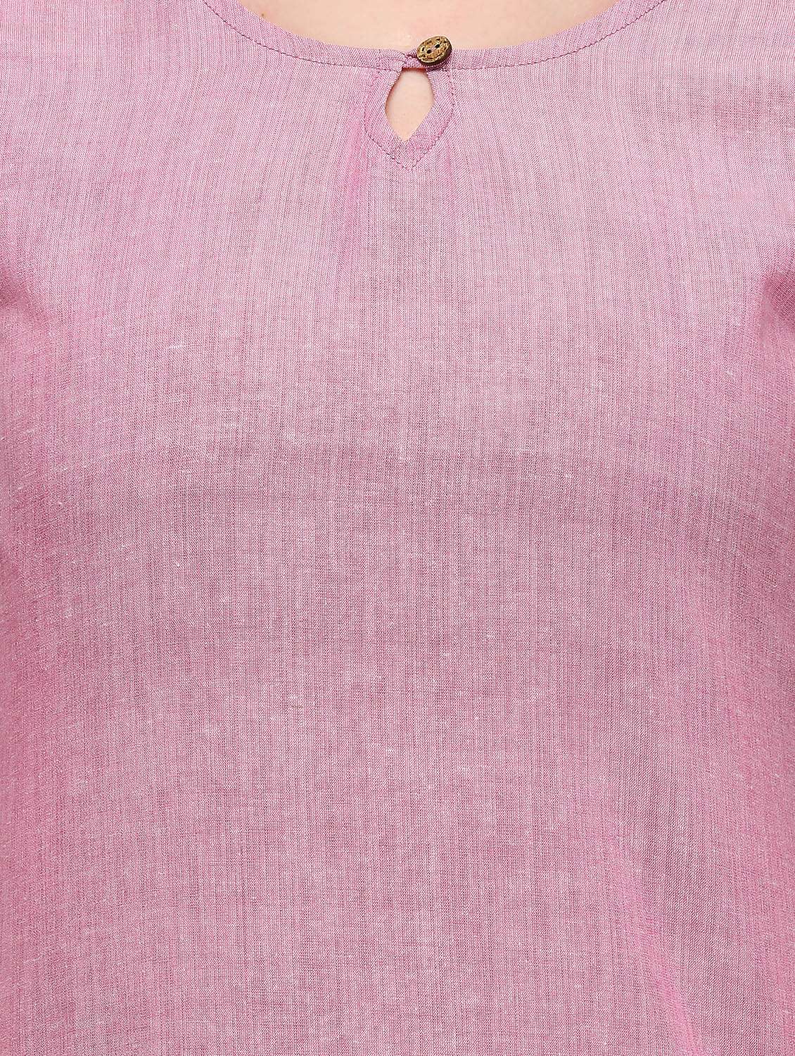 pink cotton blend straight kurta - 18205675 -  Standard Image - 3