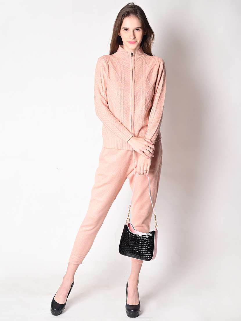 Pink Knit Wear Track Suit Set 