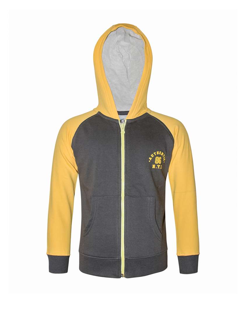 yellow color block hooded sweatshirt - 18206594 - Zoom Image - 0