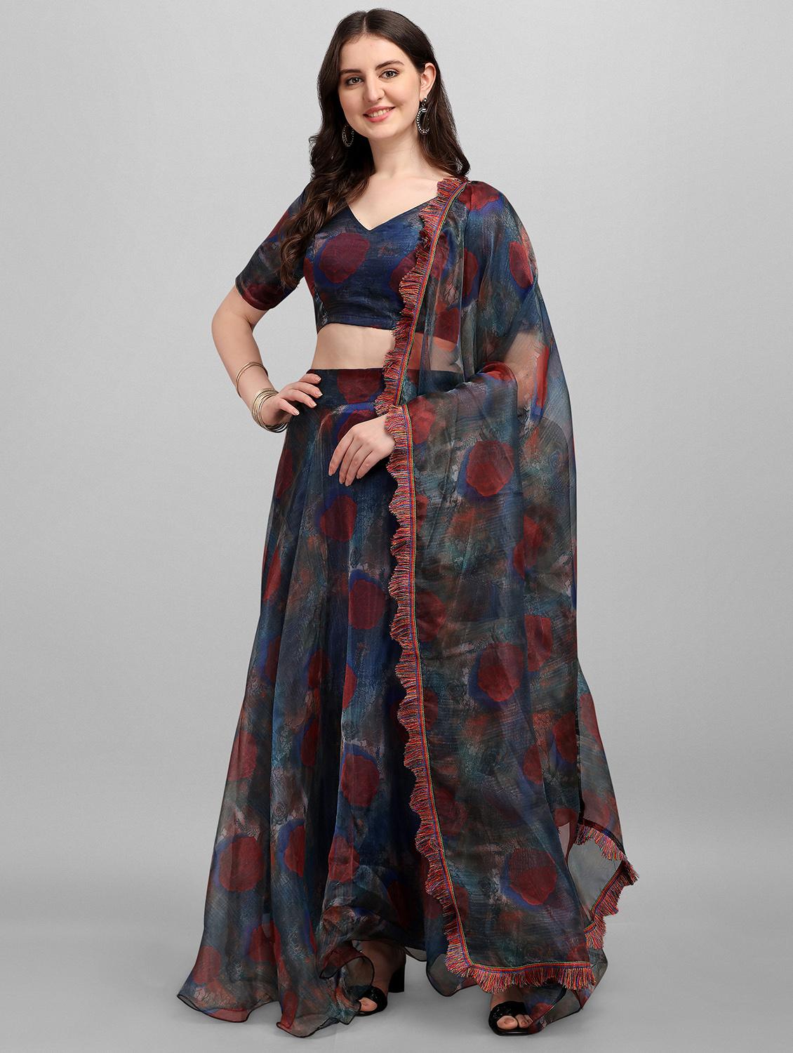flotal print flared lehenga - 18207682 - Zoom Image - 0