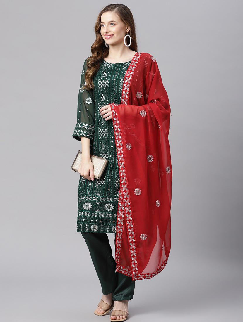 green georgette unstitched suit - 18207782 - Zoom Image - 0