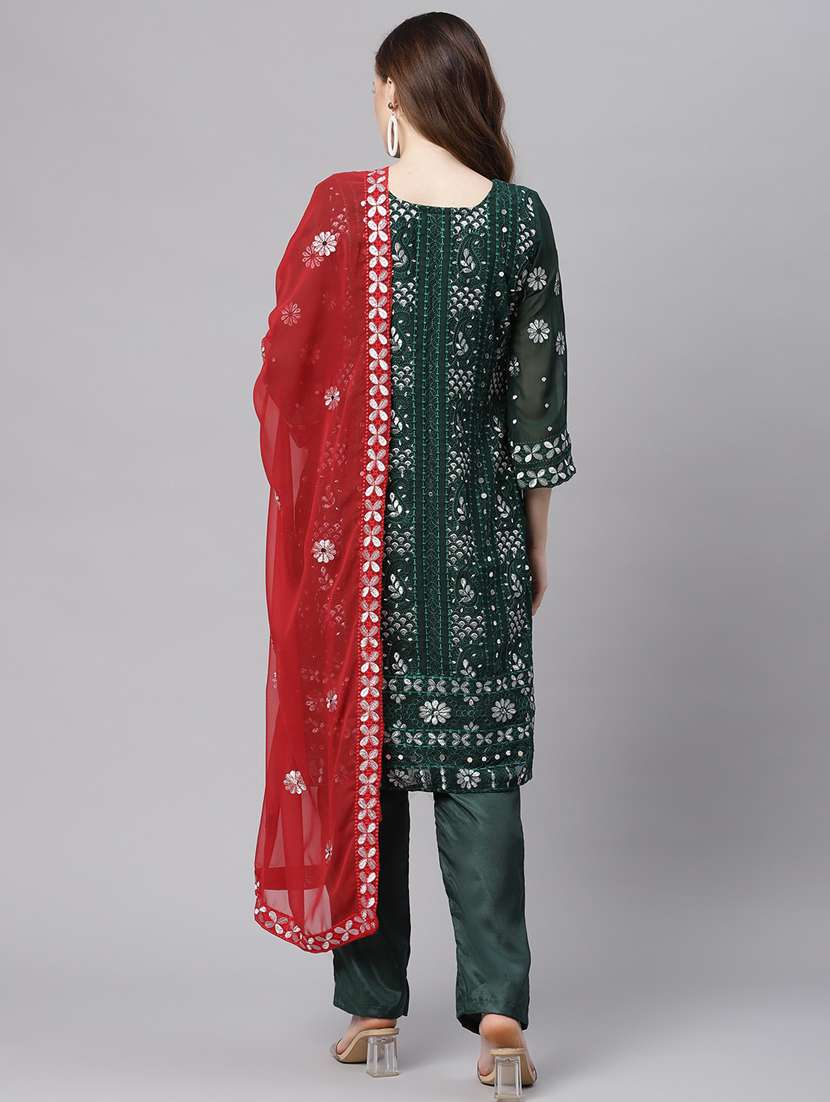green georgette unstitched suit - 18207782 - Standard Image - 3