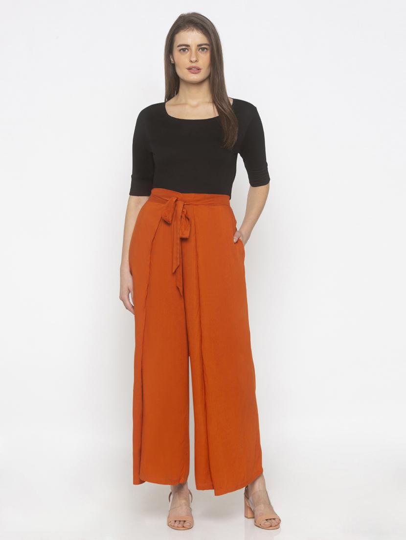 orange solid bottom wear - 18209164 - Standard Image - 3