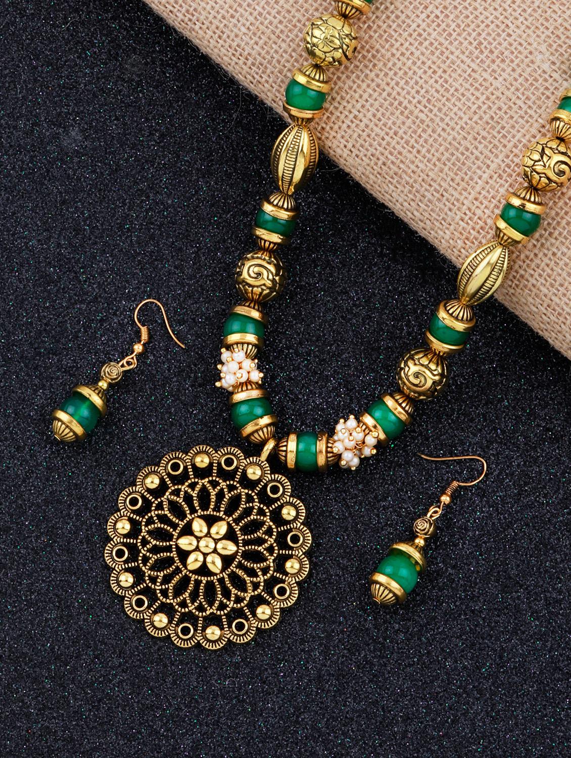 multi colored brass long necklace - 18209563 -  Zoom Image - 0