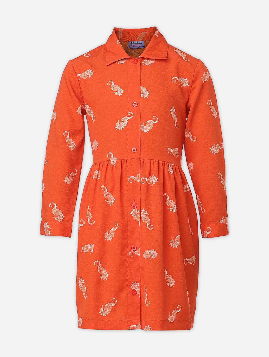 girls collared three quarter sleeves frock