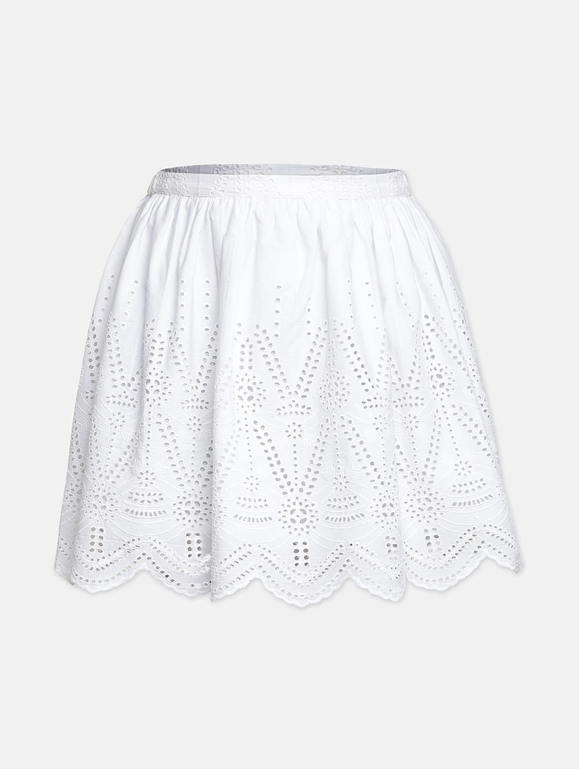 white solid a-line skirt - 18209607 - Zoom Image - 0