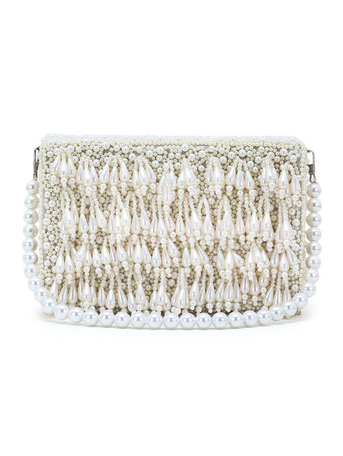 cream faux silk box clutch - 18209758 - Standard Image - 0