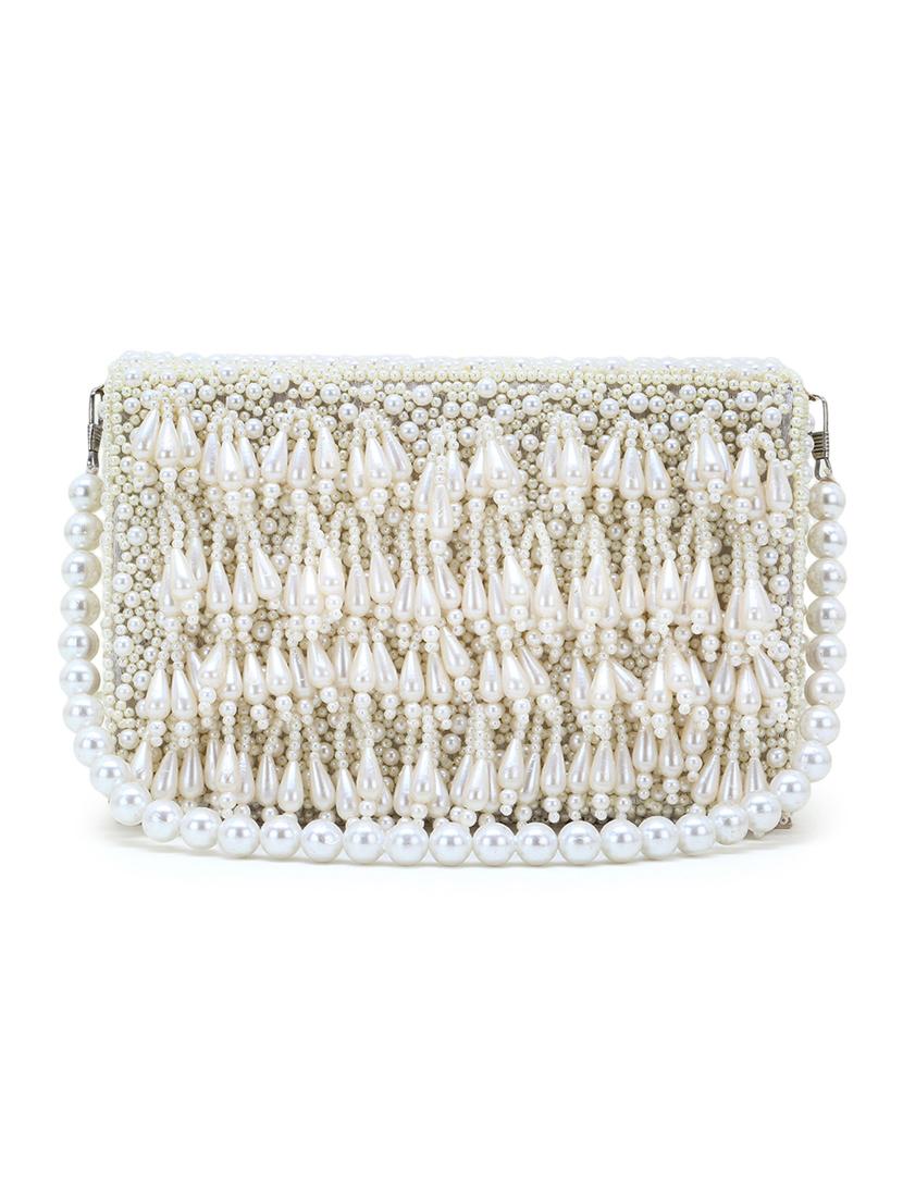 cream faux silk box clutch - 18209758 - Zoom Image - 0