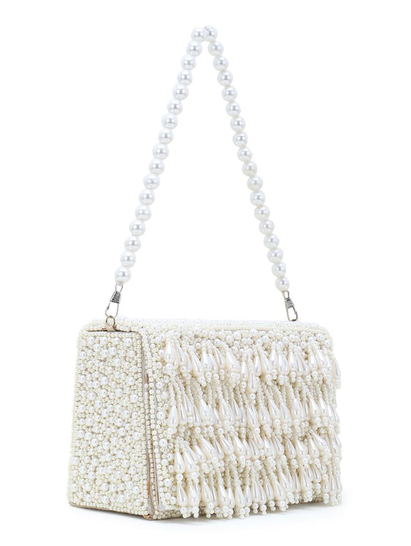 cream faux silk box clutch - 18209758 - Standard Image - 5