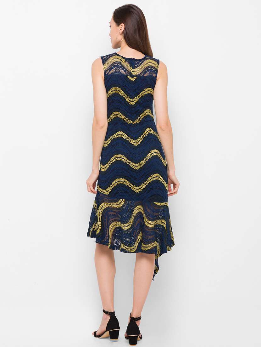 women's asymmetric self design dress - 18210226 -  Standard Image - 3