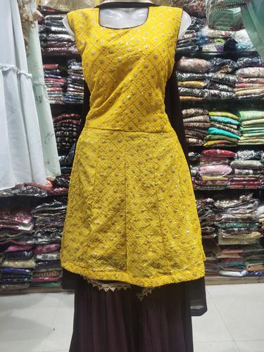 yellow pure kurta sharara set - 18210407 - Standard Image - 0