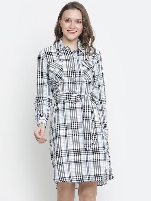 tie front checkered shirt dress - 18210675 -  Standard Image - 0
