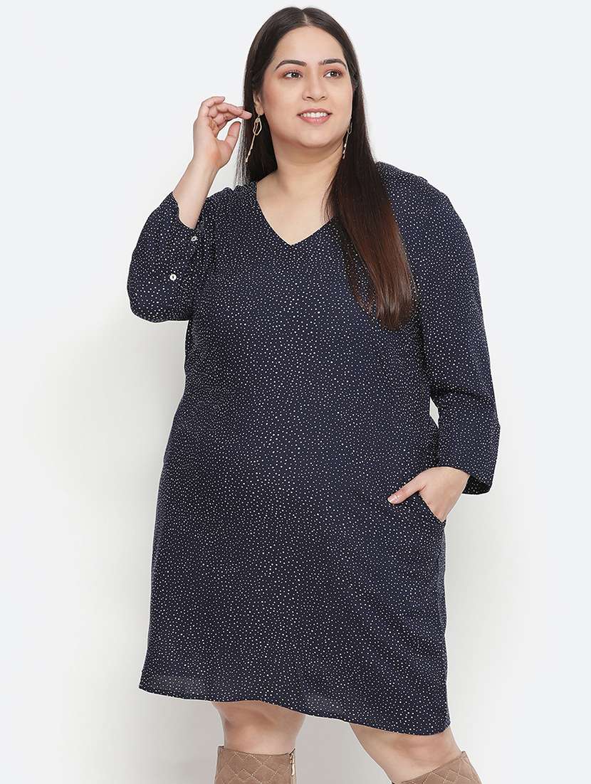 v-neck printed a-line dress - 18210677 - Zoom Image - 0