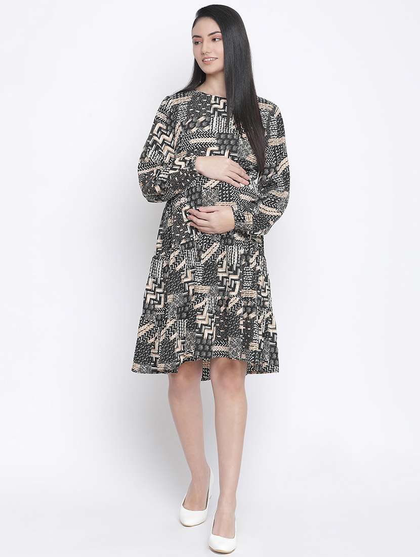 women long sleeves printed maternity dress - 18210694 -  Standard Image - 3