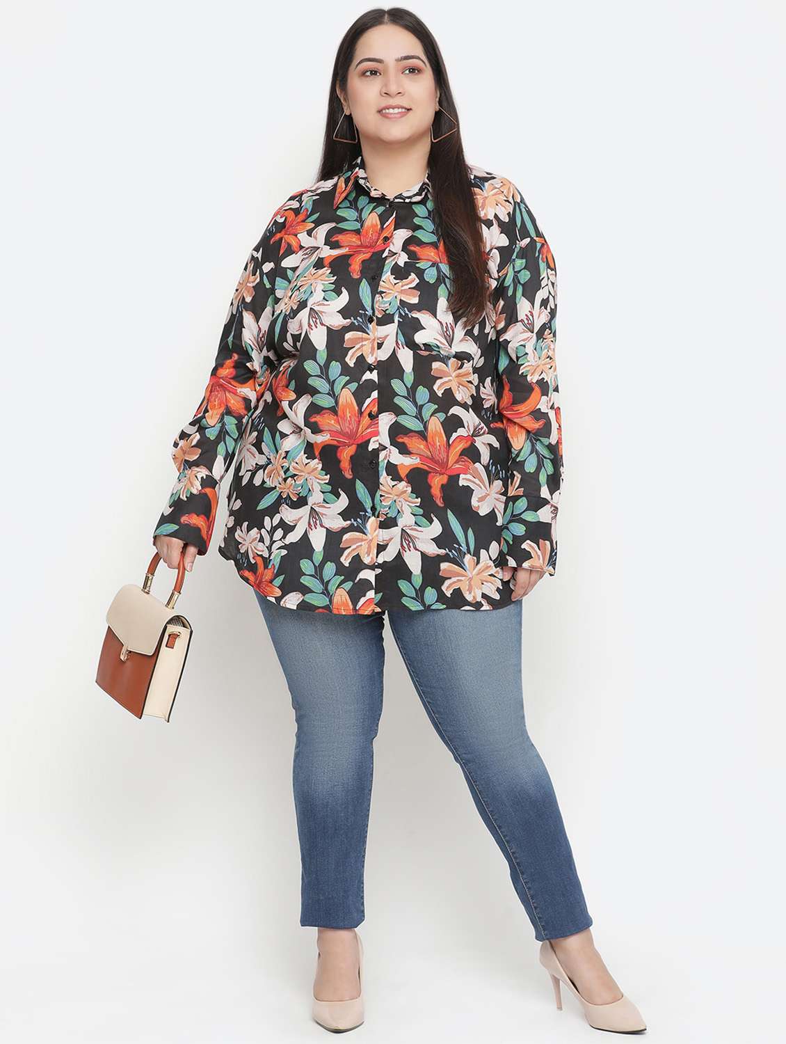 long sleeved printed plus shirt - 18210714 - Standard Image - 3
