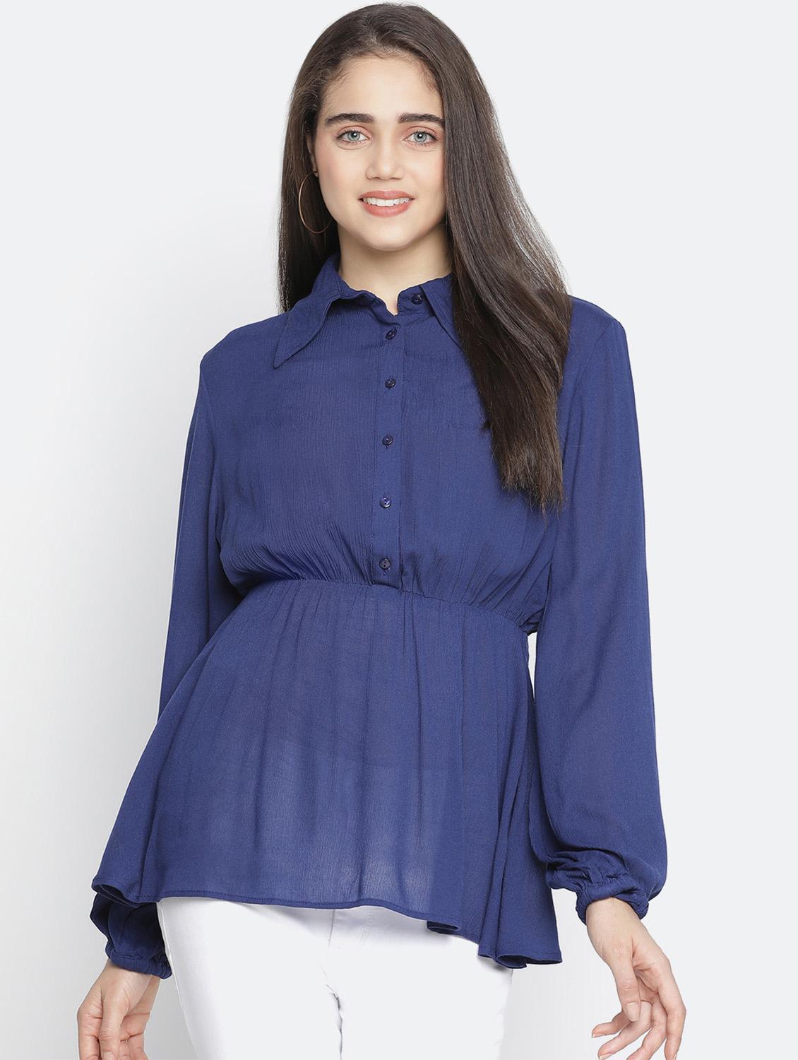 women's peplum collared top - 18210724 - Zoom Image - 0