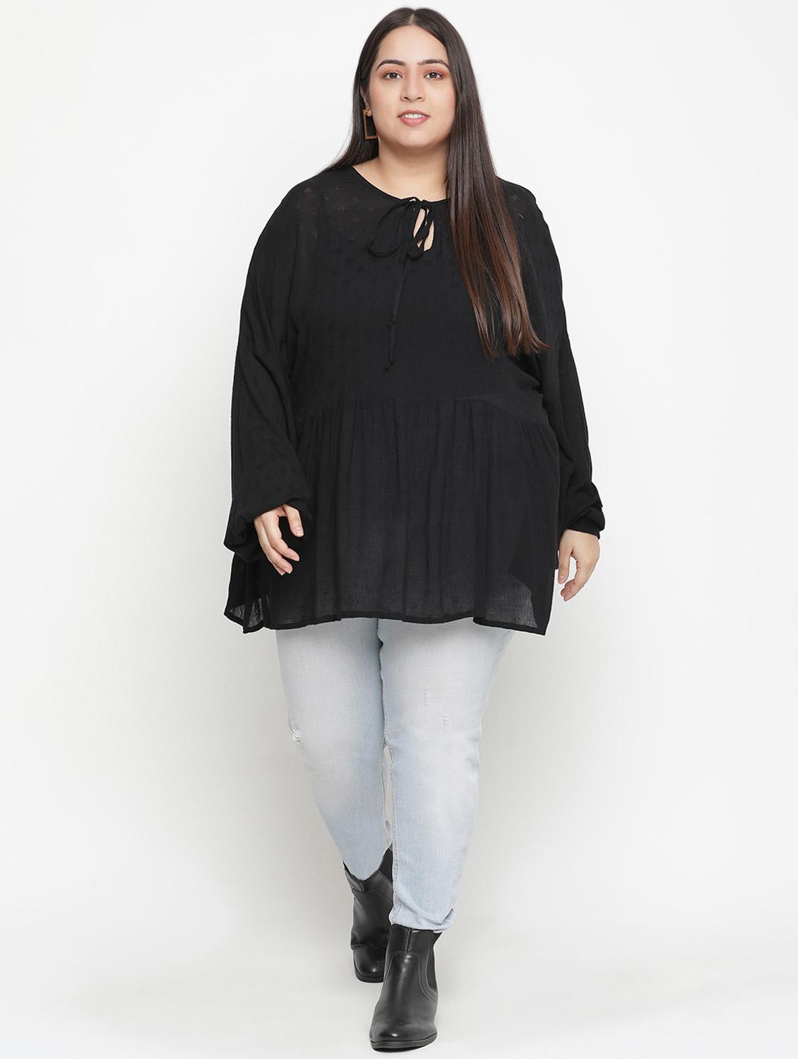 women's a line tie-up neck top - 18210738 - Standard Image - 3