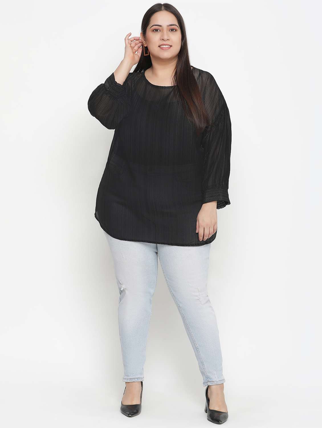 women's straight round neck top - 18210748 -  Standard Image - 3