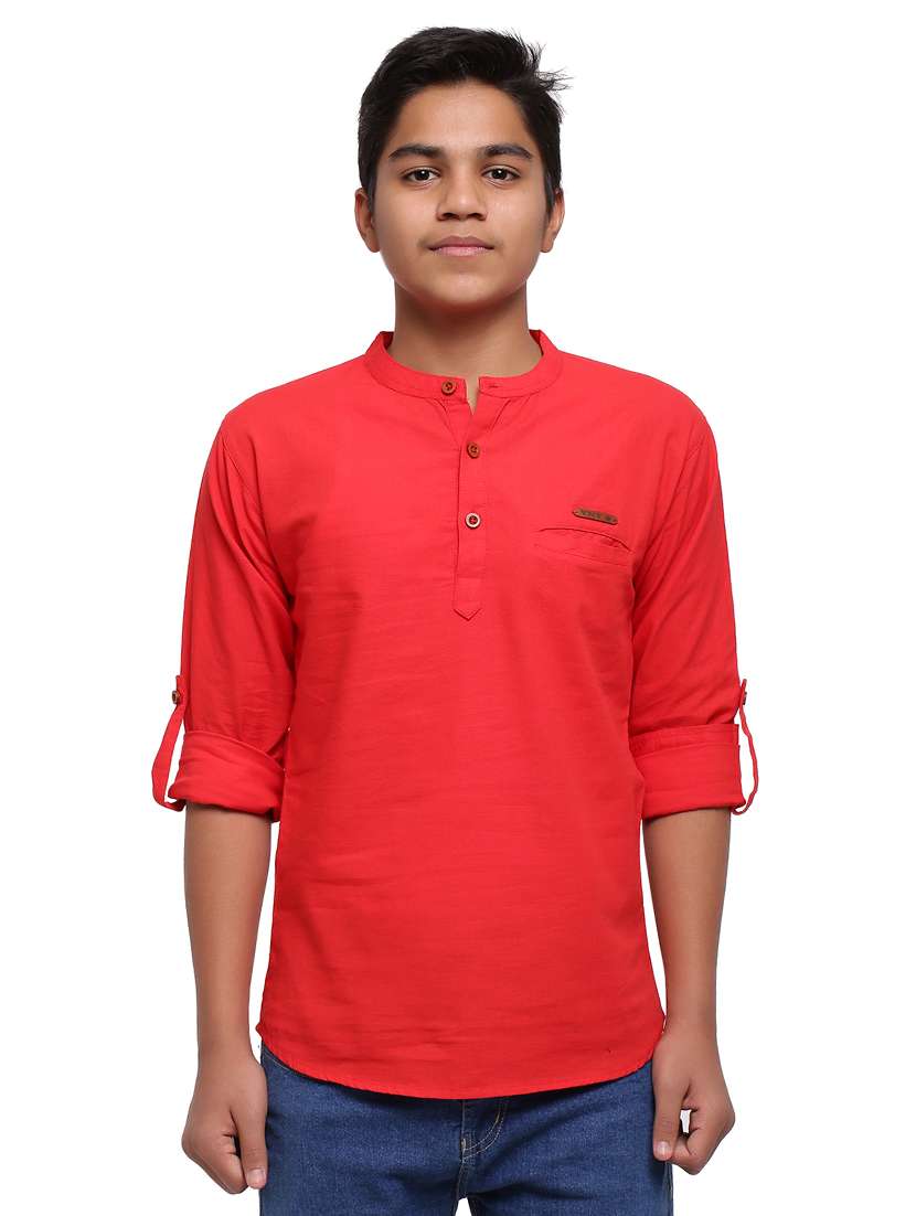 red solid kurta 