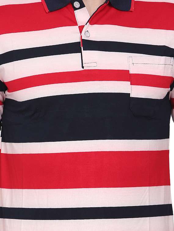 navy-blue striped polo t-shirt - 18212191 -  Standard Image - 3