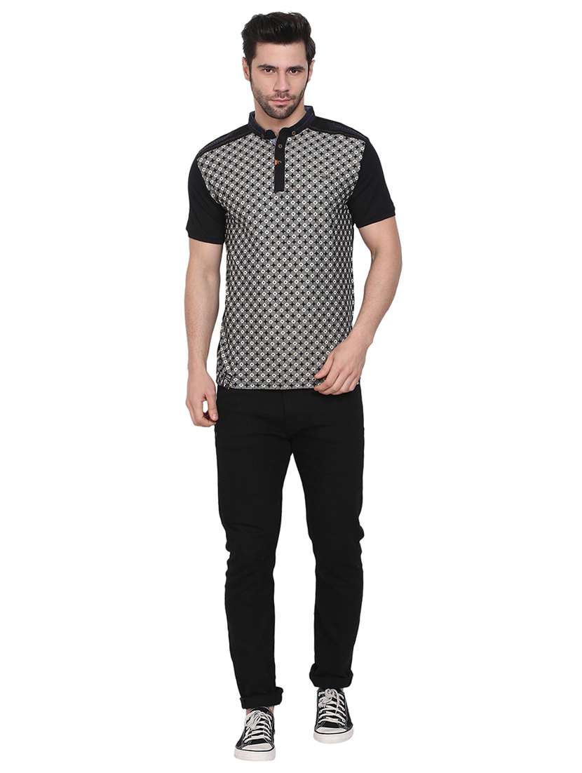 black printed polo t-shirt - 18212198 -  Standard Image - 3