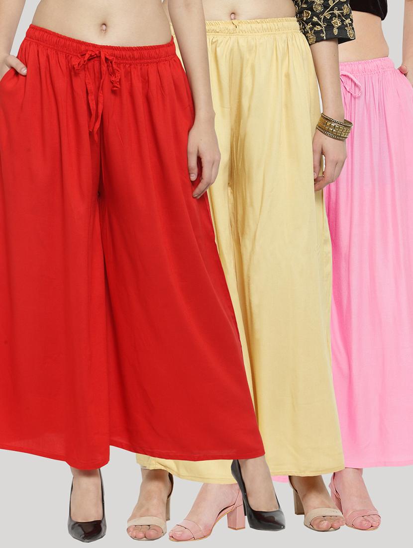 set of 3 solid palazzo 