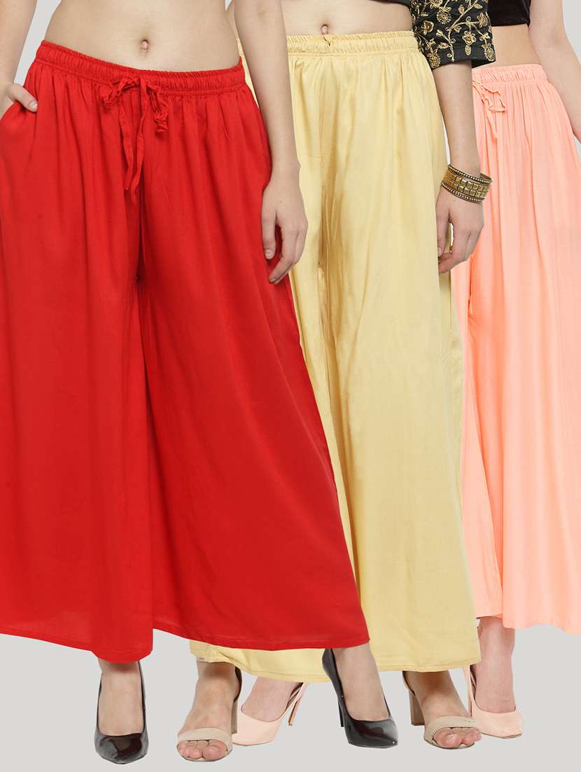 set of 3 solid palazzo 