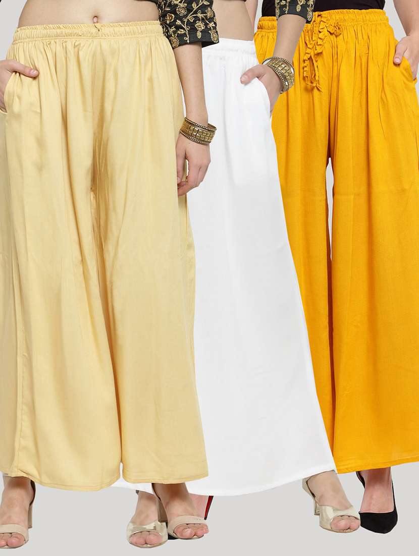 set of 3 solid palazzo 