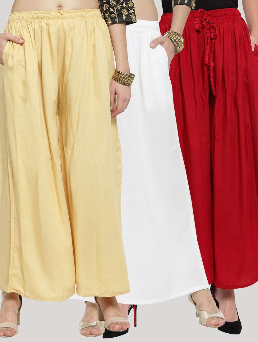 set of 3 solid palazzo 