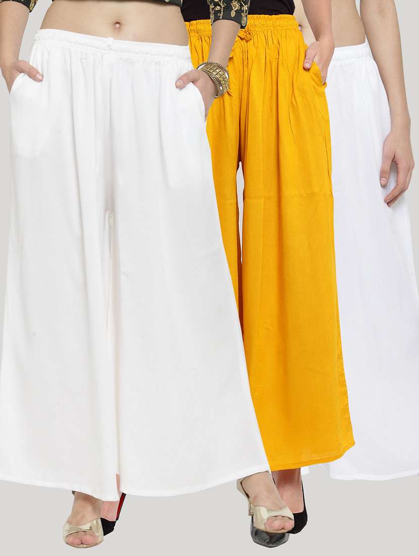 set of 3 solid palazzo 