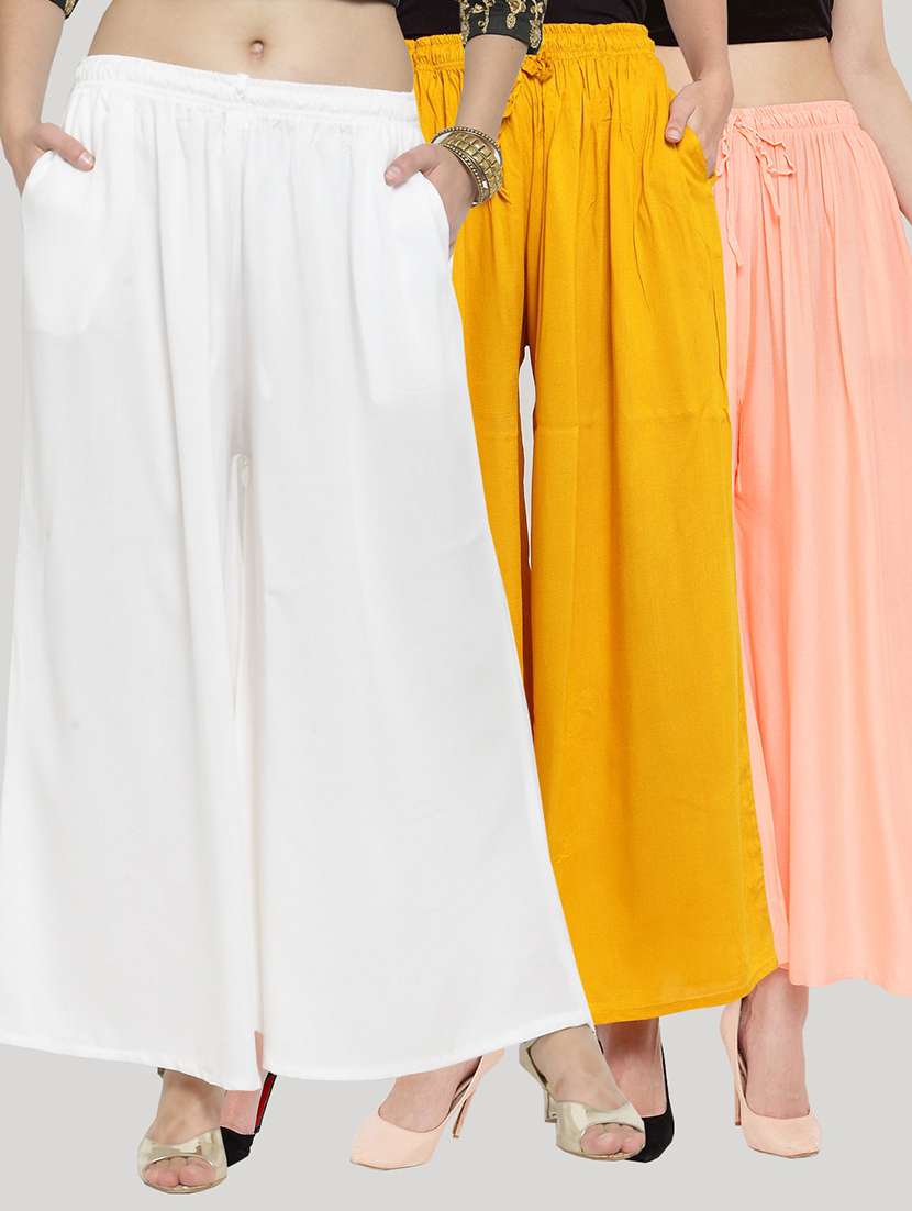 set of 3 solid palazzo 