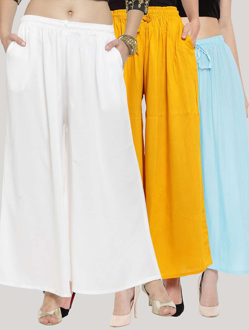 set of 3 solid palazzo 