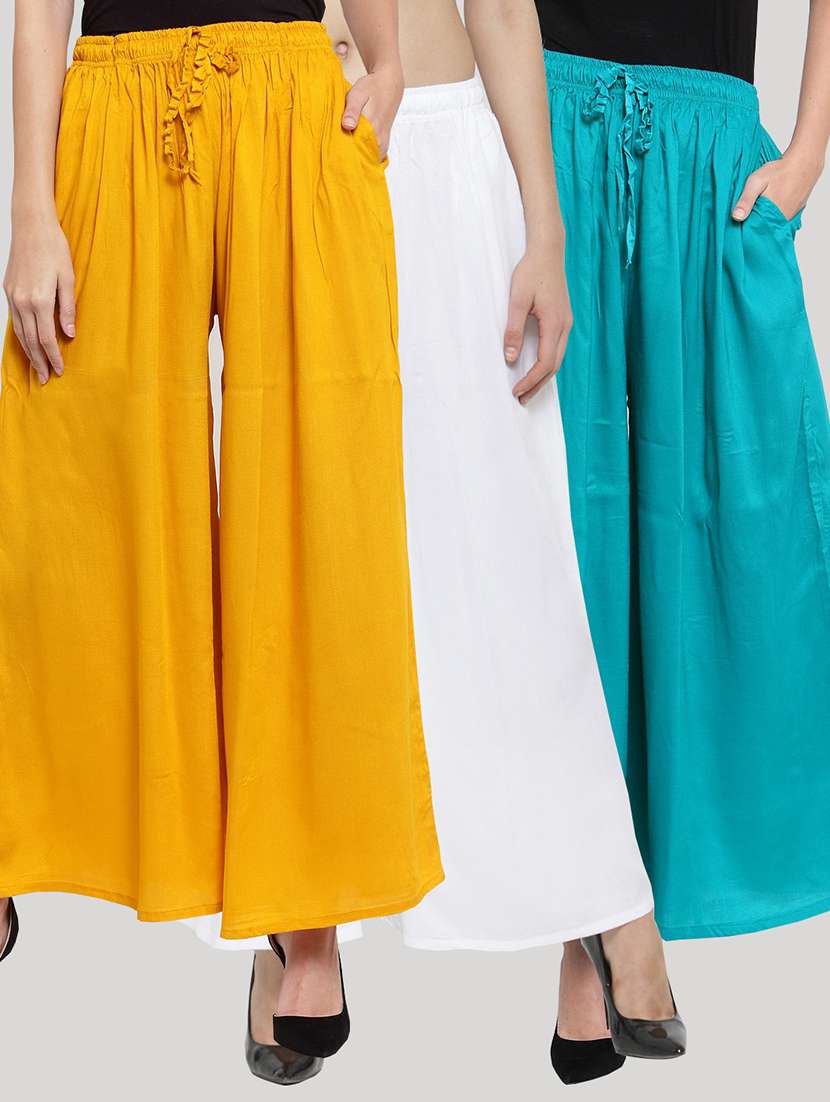 set of 3 solid palazzo 