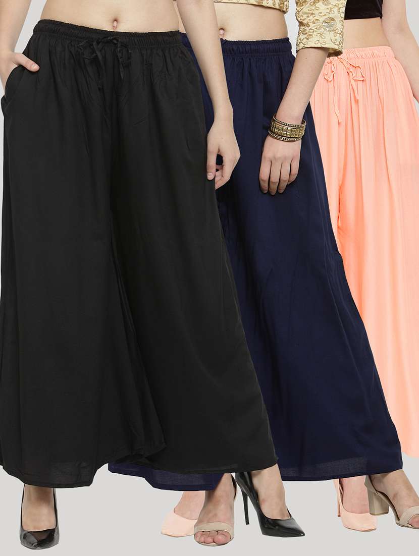 set of 3 solid palazzo 