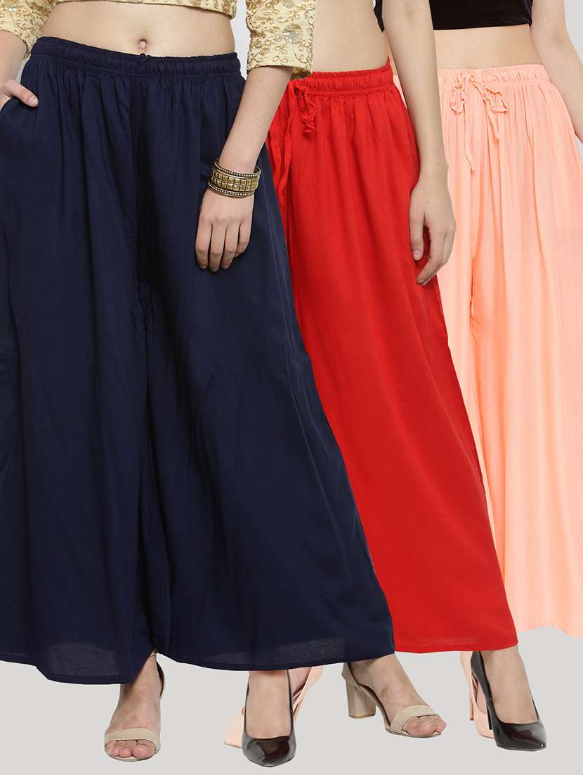 set of 3 solid palazzo 