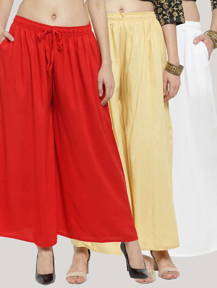 set of 3 solid palazzo 