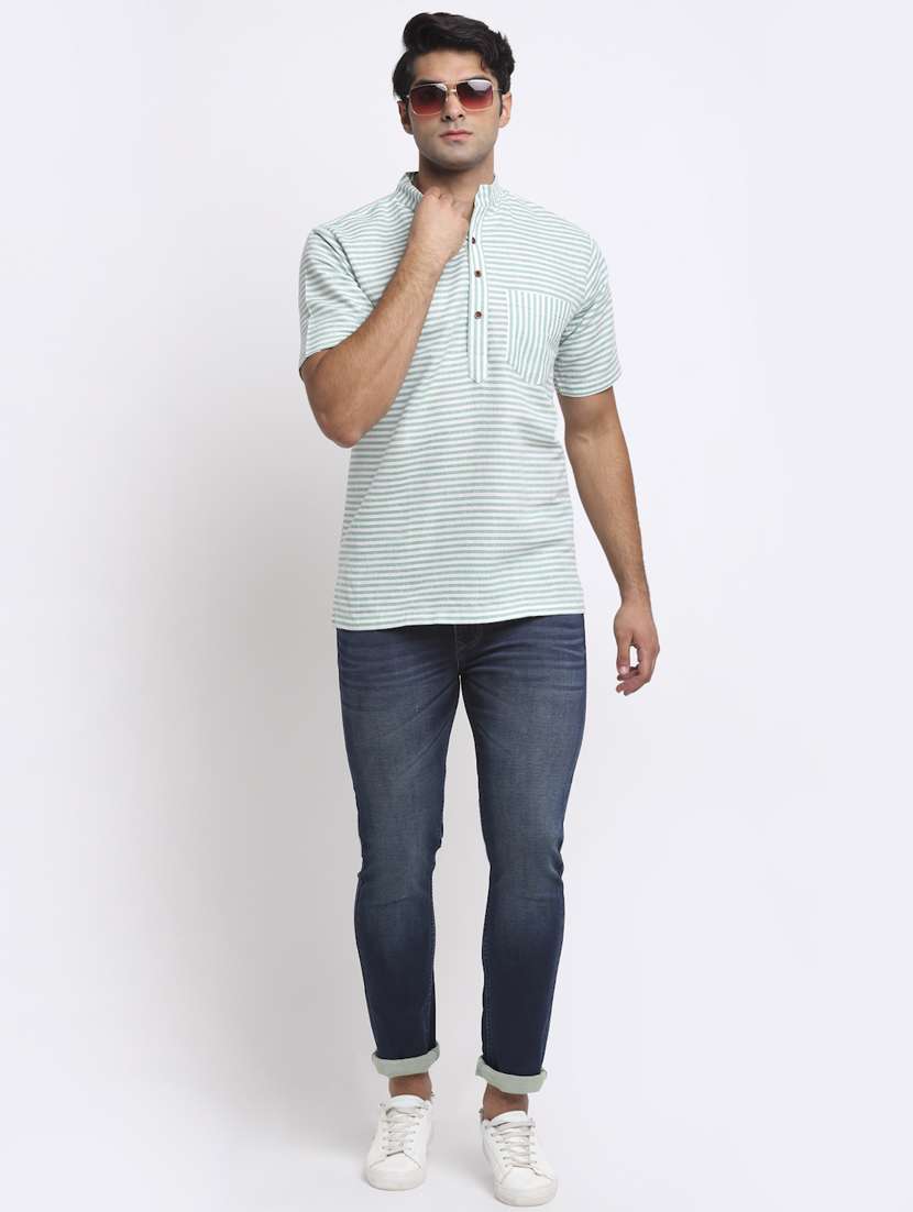 green striped short kurtas kurta - 18212930 -  Standard Image - 3