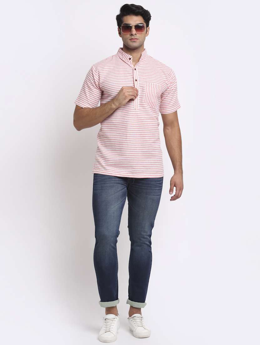 pink striped short kurtas kurta - 18212940 - Standard Image - 3