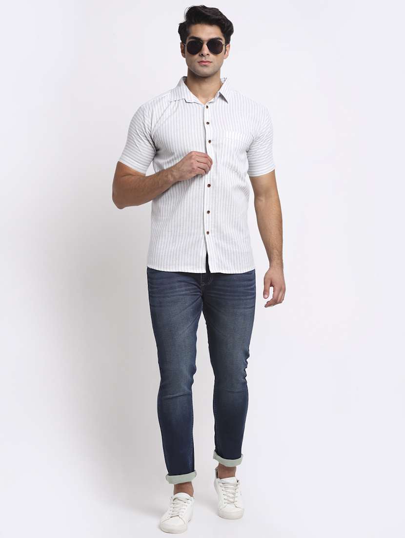 grey striped casual shirt - 18213103 -  Standard Image - 3